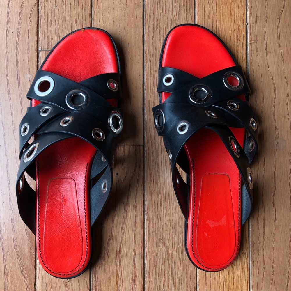 Proenza Schouler Slides With Revets Black Red